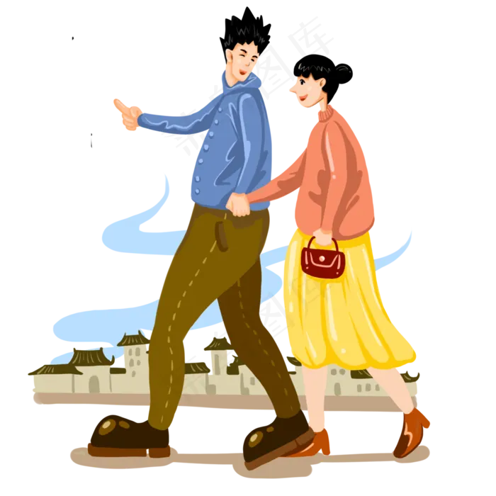 二十四节气秋分情侣秋游徒步免抠(3000X3000(DPI:300))psd模版下载