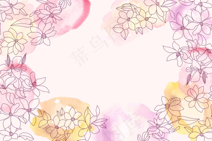 水彩背景与手绘元素eps,ai矢量模版下载