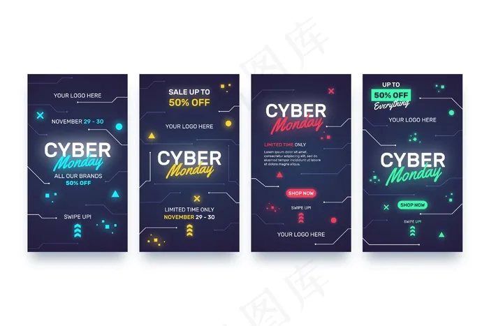网络星期一模板故事eps,ai矢量模版下载