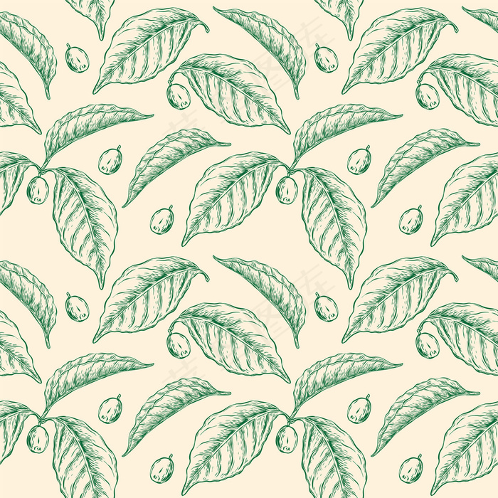 咖啡叶无缝图案