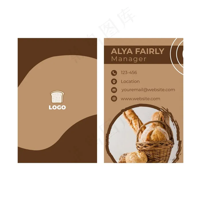 面包双面名片竖eps,ai矢量模版下载