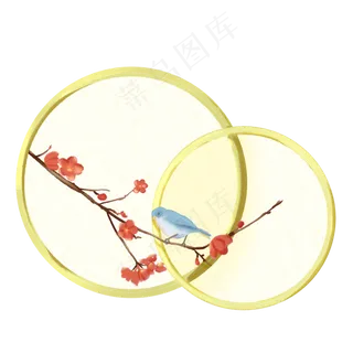 新年红梅鸟边框