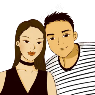手绘卡通七夕节情人节情侣头像 手绘卡通七夕节情人节情侣头像