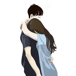 七夕情侣爱人相拥素材