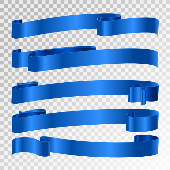 在透明背景上隔离的蓝丝带