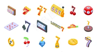 幸运7盘。用于隔离在白色背景上的网页设计的lucky 7等距集