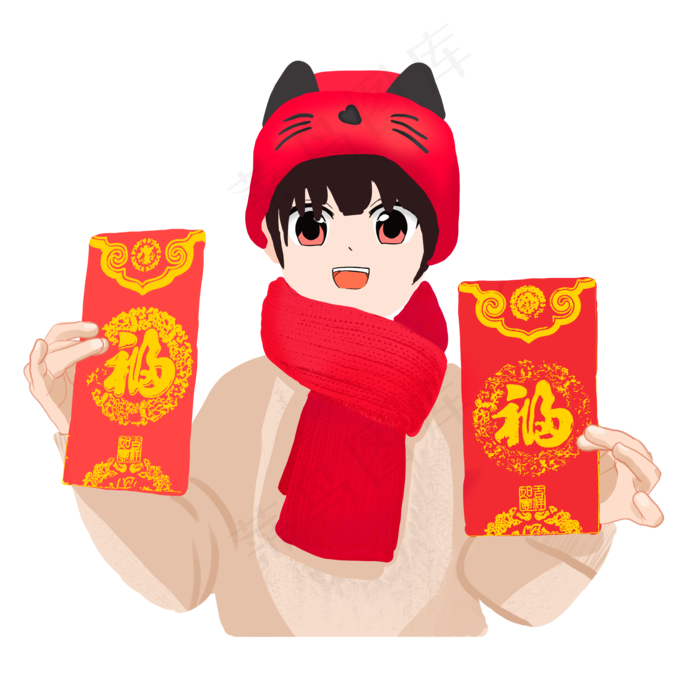 新年压岁钱发红包(3508X3508(DPI:300))psd模版下载