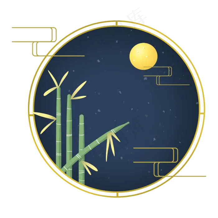 中秋节节日中秋佳节云植物月亮(2362X2362(DPI:300))psd模版下载