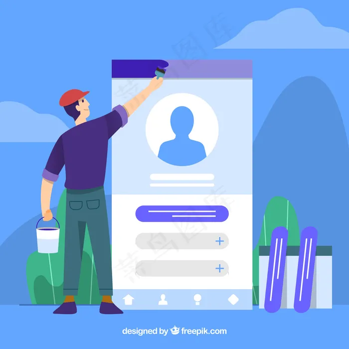 应用程序app开发概念与平面设计eps,ai矢量模版下载