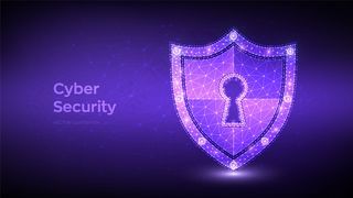 安全盾牌。网络安全。带钥匙孔图标的低多边形护罩。安全概念的保护和安全。