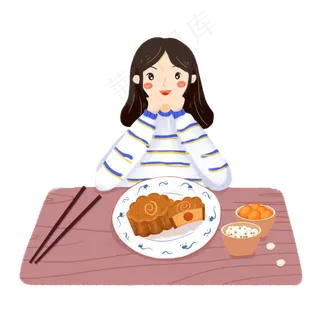 中秋节女孩吃月饼素材