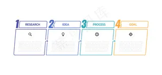 带有选项或步骤的业务流程信息图模板。细线。插图。