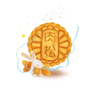 中秋节手绘玉兔和月饼