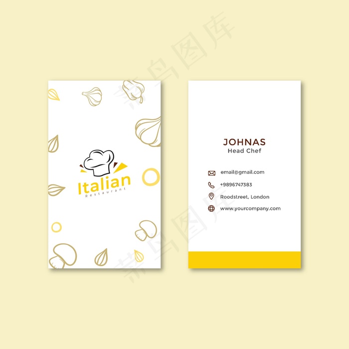意大利美食双面名片