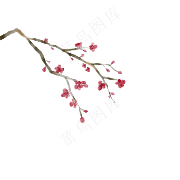 古风梅花简约手绘水墨(2000X2000(DPI:300))psd模版下载