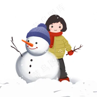 冬天堆雪人大雪雪地