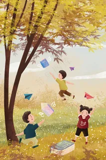 开学季放飞梦想儿童节场景