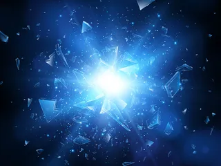 碎玻璃碎片。抽象爆炸。插图