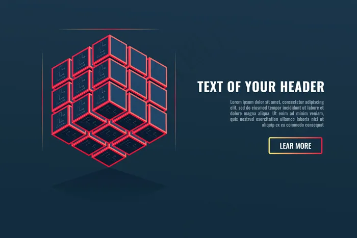 多维数据集由一组单元、数据库概念、服务器机架、区块链组成eps,ai矢量模版下载