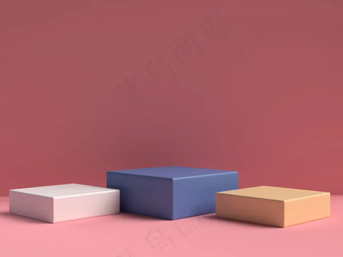 粉红色粉彩产品站在背景上。抽象最小几何概念。三维渲染psd模版下载