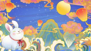 中秋节月饼嫦娥兔子月亮 国潮