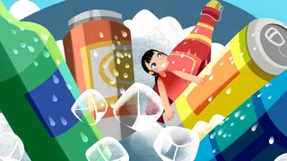 卡通手绘风夏景冷饮配图