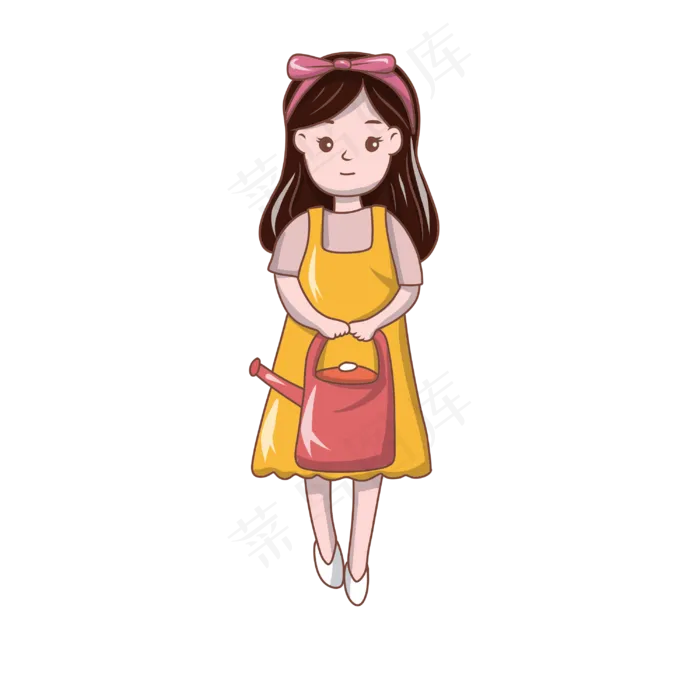 植树节手拿花洒的小女孩(3000X3000(DPI:300))psd模版下载