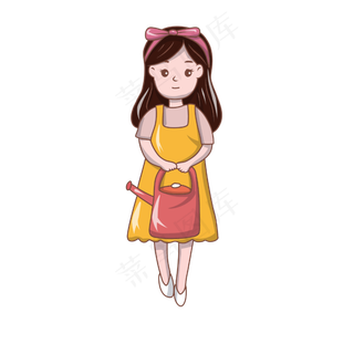 植树节手拿花洒的小女孩