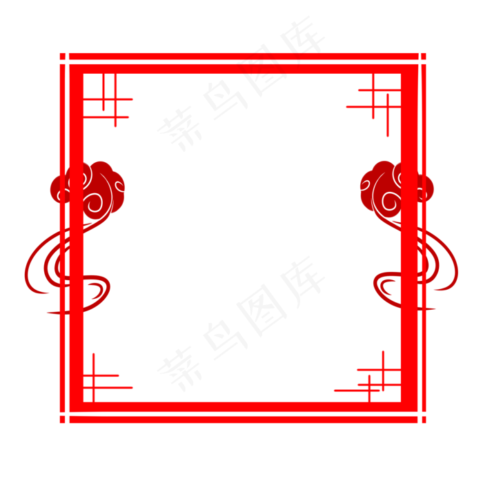 祥云飘立红色方框,免抠元素(2000X2000(DPI:299))psd模版下载