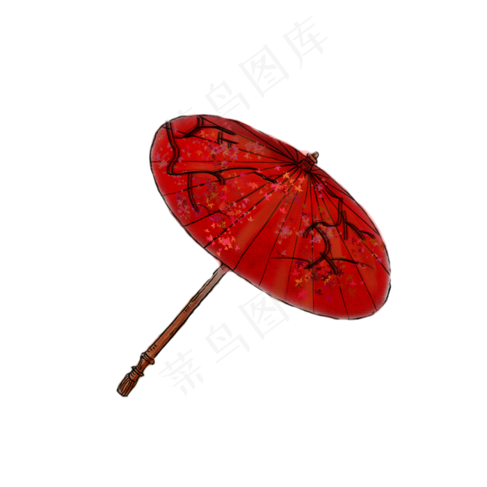 红色国画水墨油纸伞梅花古典PNG折,免抠元素
