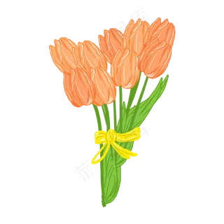 橘色手捧花花朵