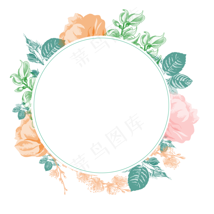 夏日边框花朵花纹边框(2000X2000(DPI:300))psd模版下载