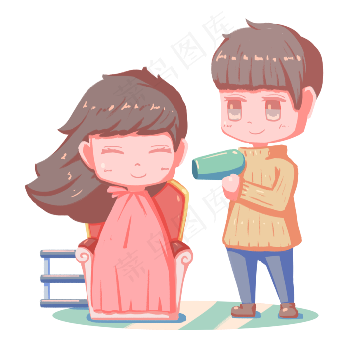 二月二龙抬头剪头发吹头发人物免,免抠元素