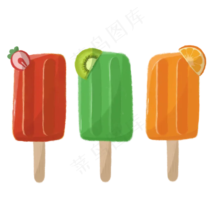 夏季彩色手绘卡通水果冰淇淋装饰(2000X2000(DPI:72))psd模版下载