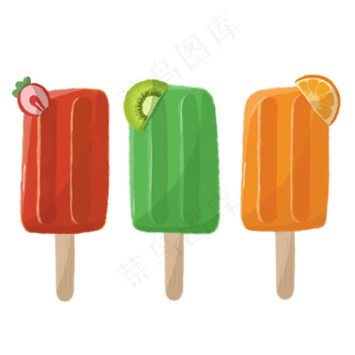 夏季彩色手绘卡通水果冰淇淋装饰