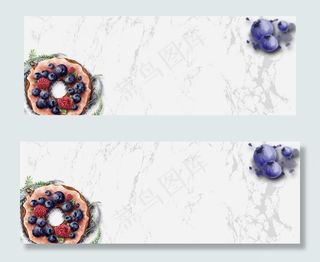 美味蓝莓小清新简约灰色banner