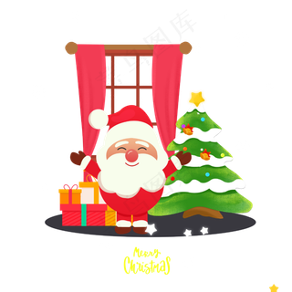 圣诞礼物棒棒糖圣诞树送礼物红绿,免抠元素