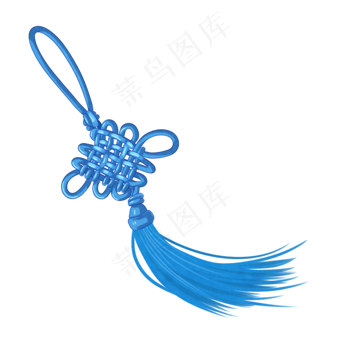 手绘蓝色中国结插画,免抠元素