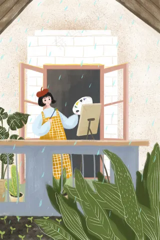 三月春季谷雨风景