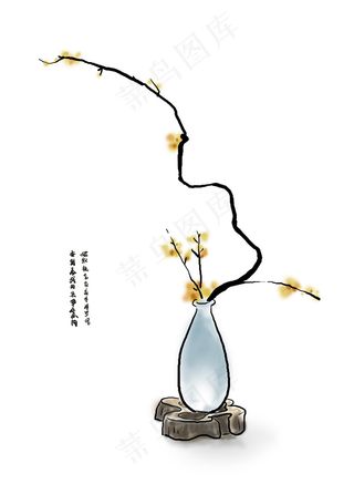 中国水墨手绘梅花,免抠元素