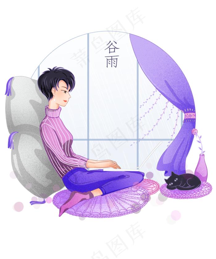谷雨看风景的小男孩(2500X3000(DPI:300))psd模版下载