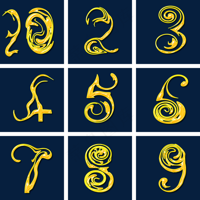 流光风格数字艺术字(2000*2000px)psd模版下载