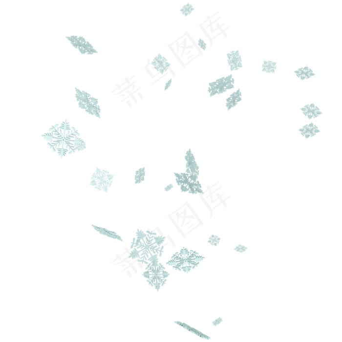 C4D简约小清新雪花漂浮素材,免抠元素(2000X2000)