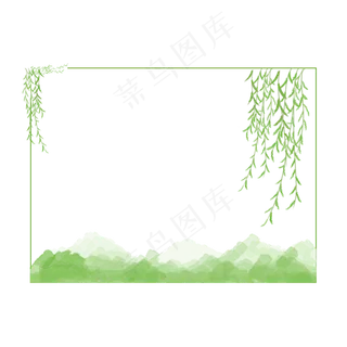 手绘清明节柳叶边框