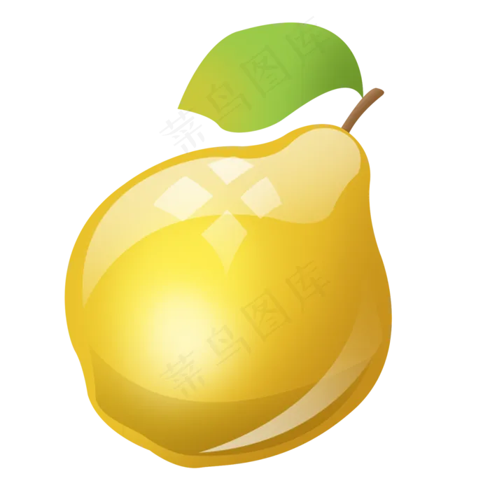 黄色带叶水晶水果梨子psd透明底(2000X2000(DPI:72))psd模版下载