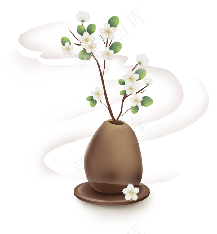 古风苹果花花瓶,免抠元素