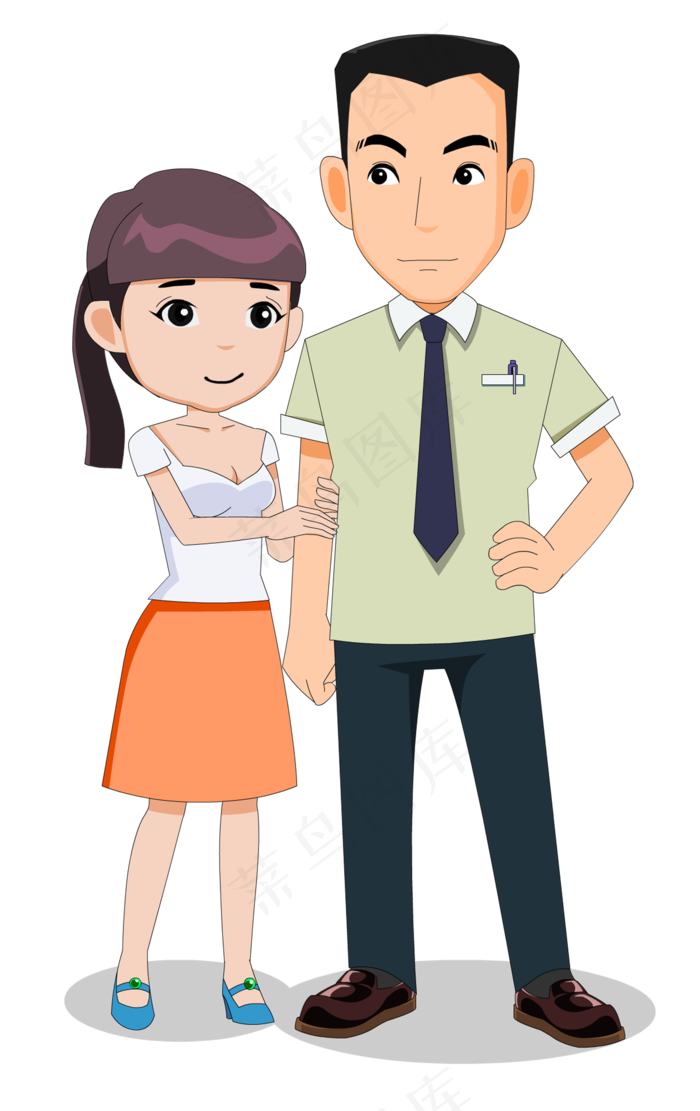 一对挽着胳膊的情侣