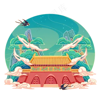 北京十三陵国风建筑,免抠元素