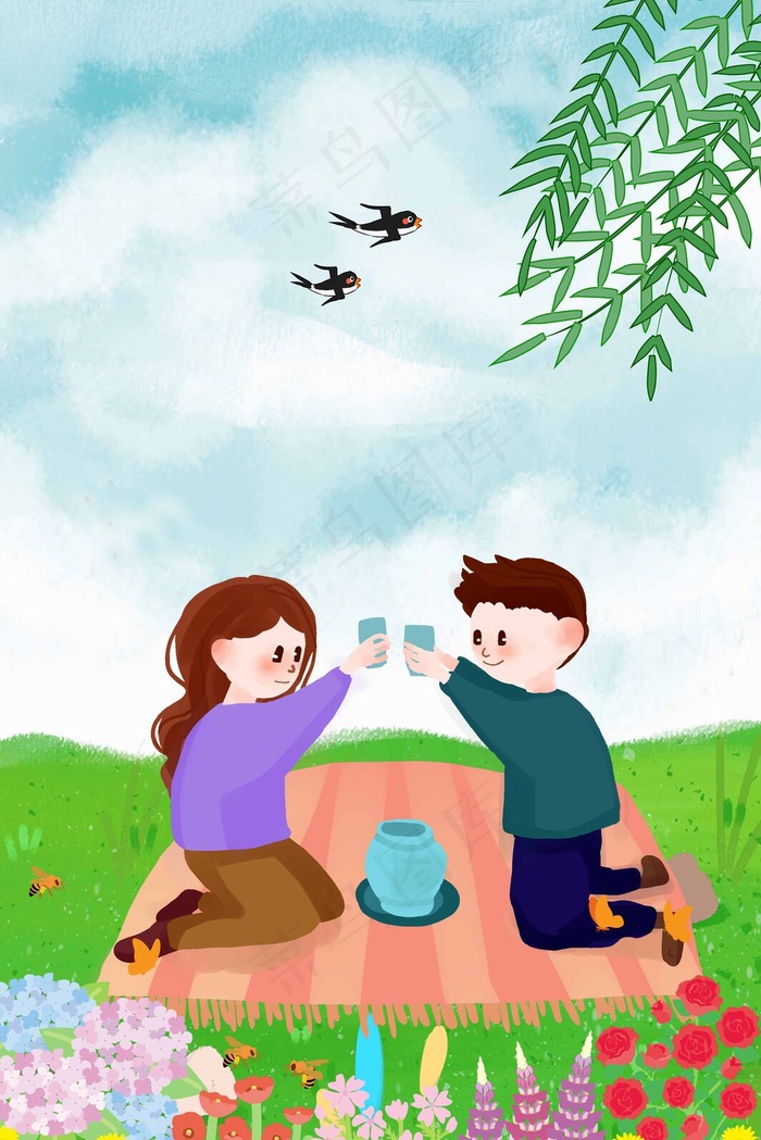 简约小清新惊蛰24节气海报