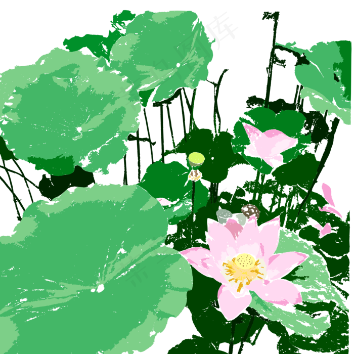立夏荷花免扣素材